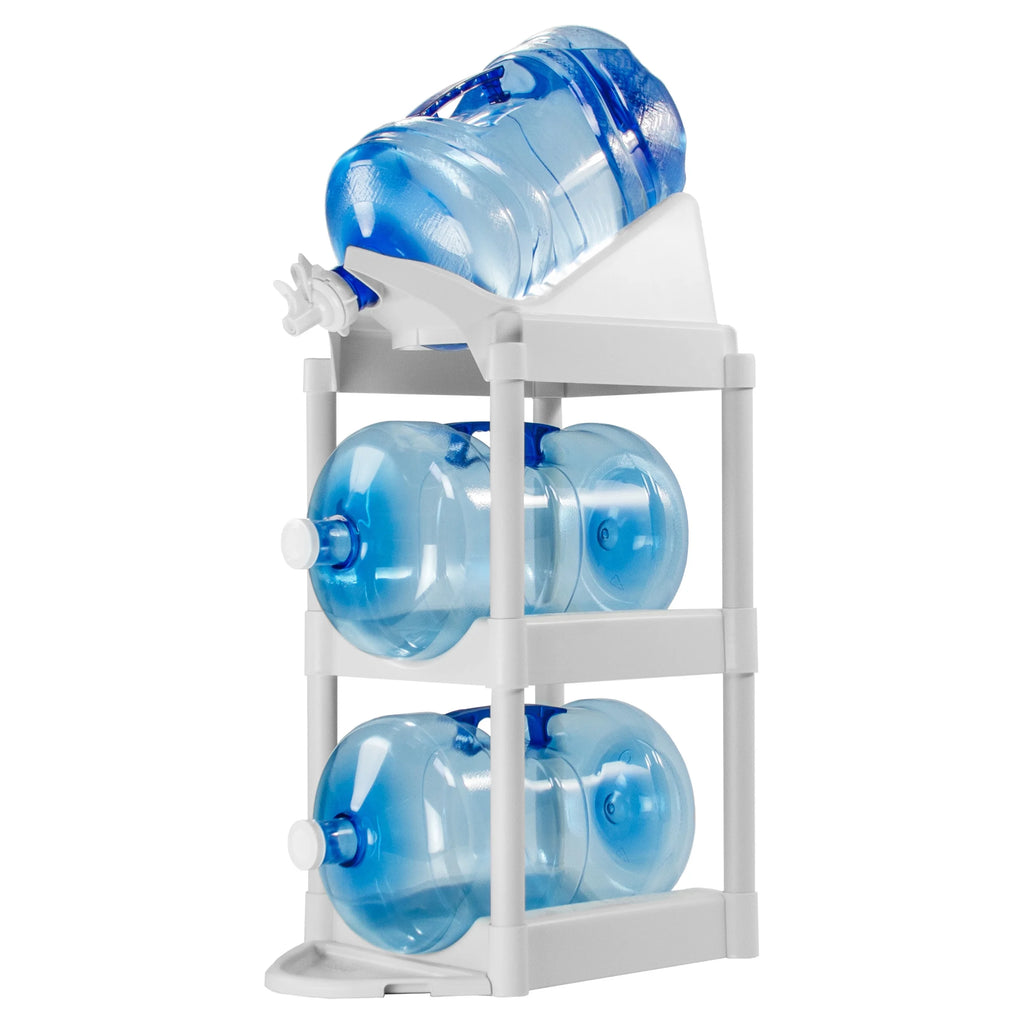 White Plastic Water Bottle Storage and Dispenser D277