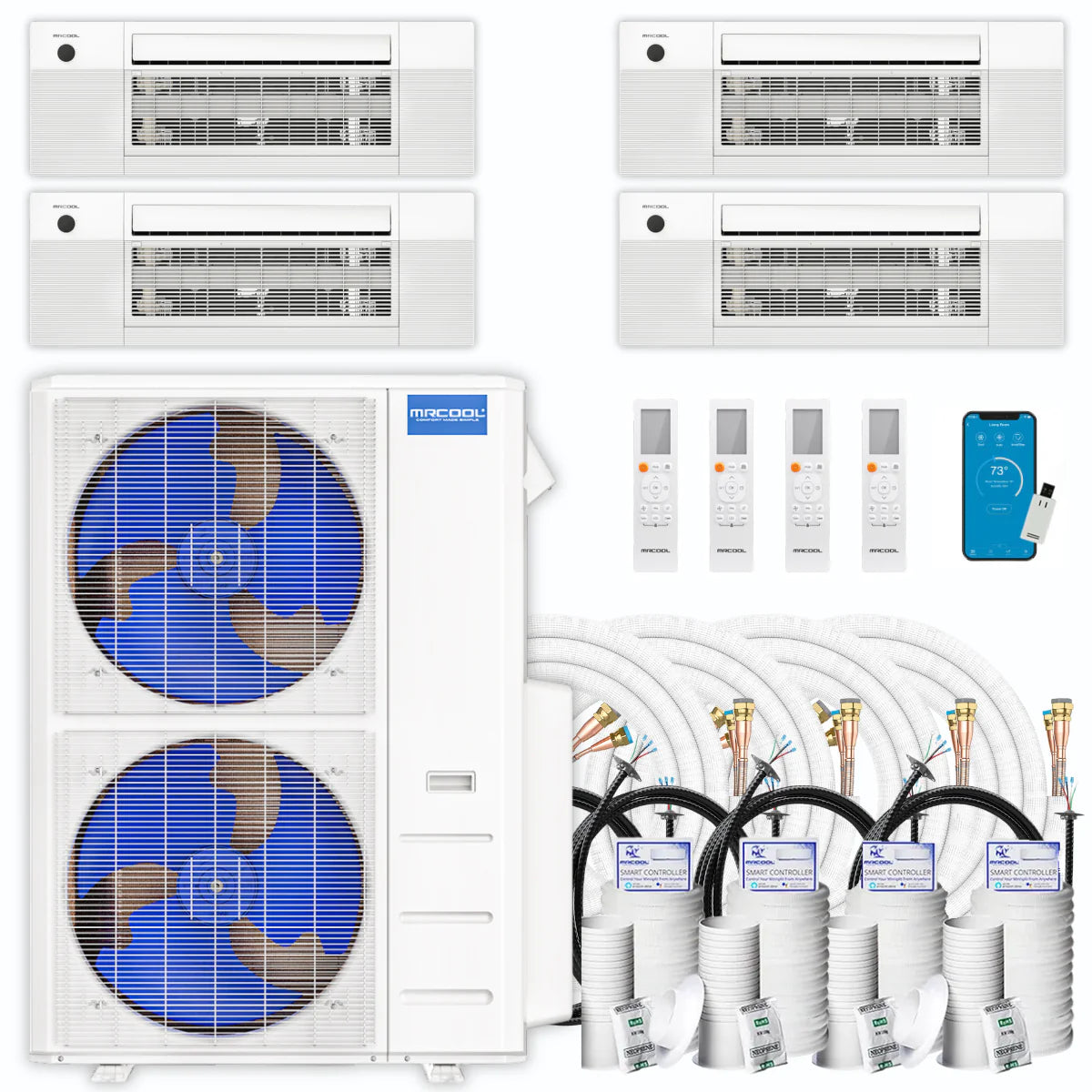 42,000 BTU 4 Zone Ceiling Cassette Ductless Air Conditioner and Heat Pump F96196