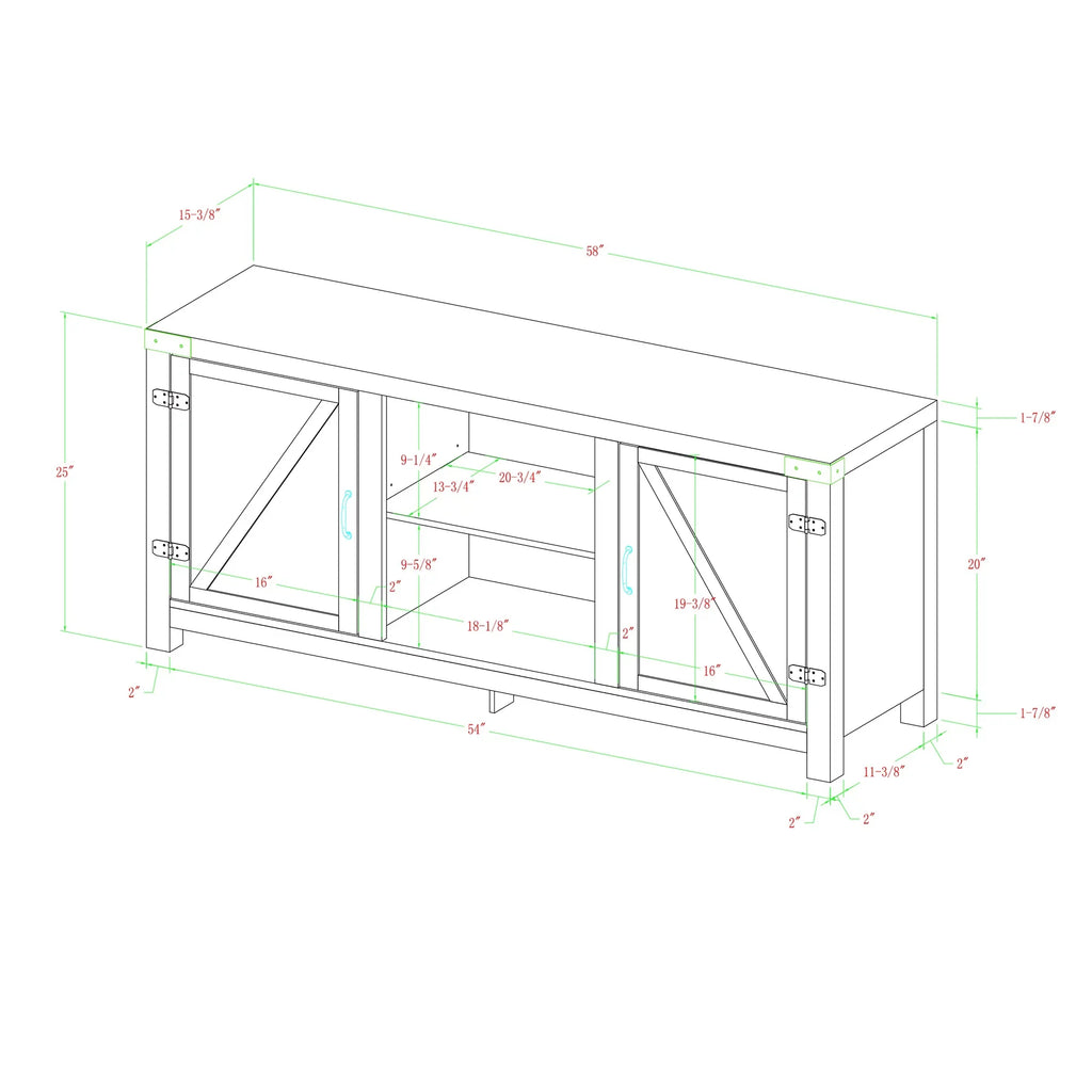 Modern Farmhouse Barn Door TV Stand E9447