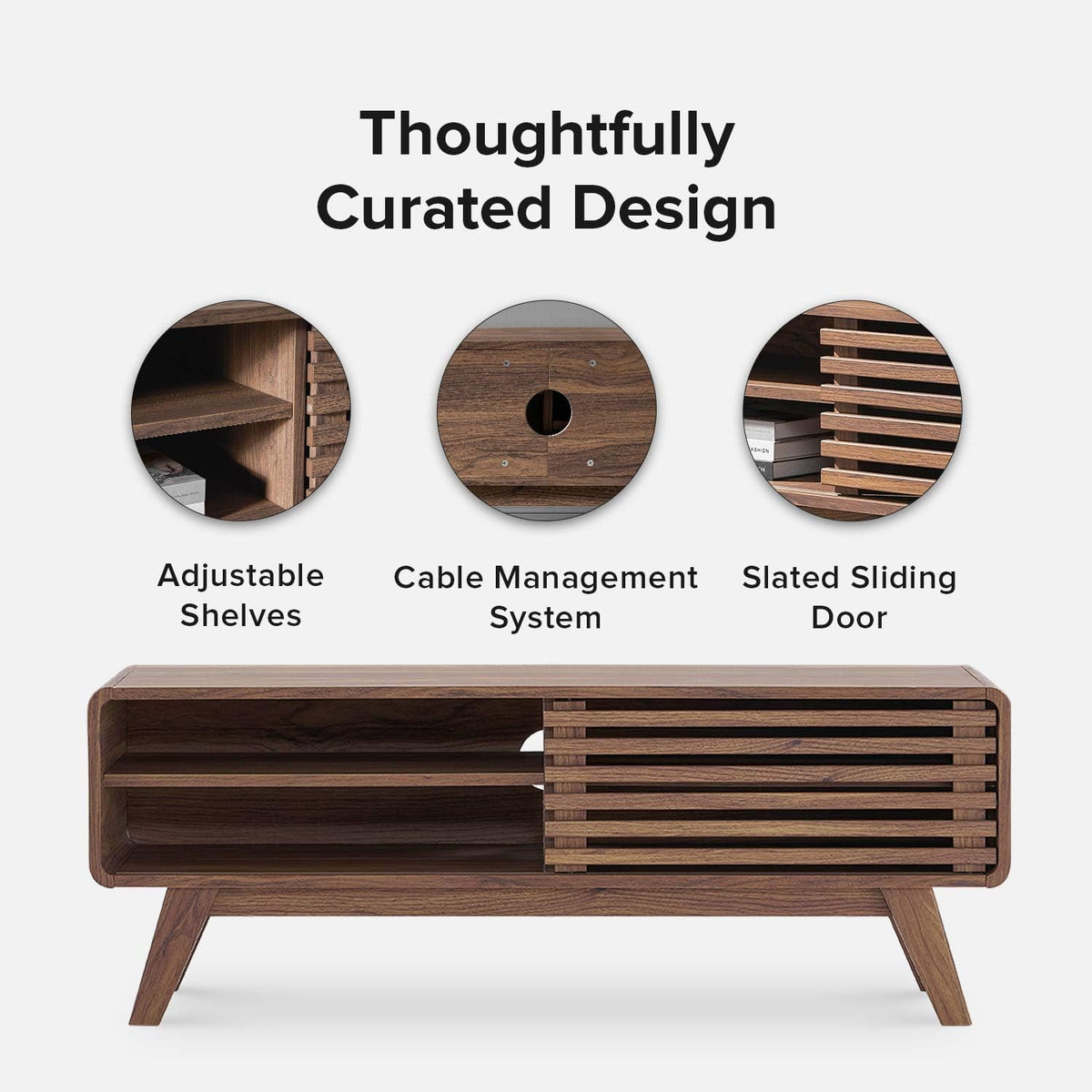 46 Scandinavian TV Stand with Slatted Door K726