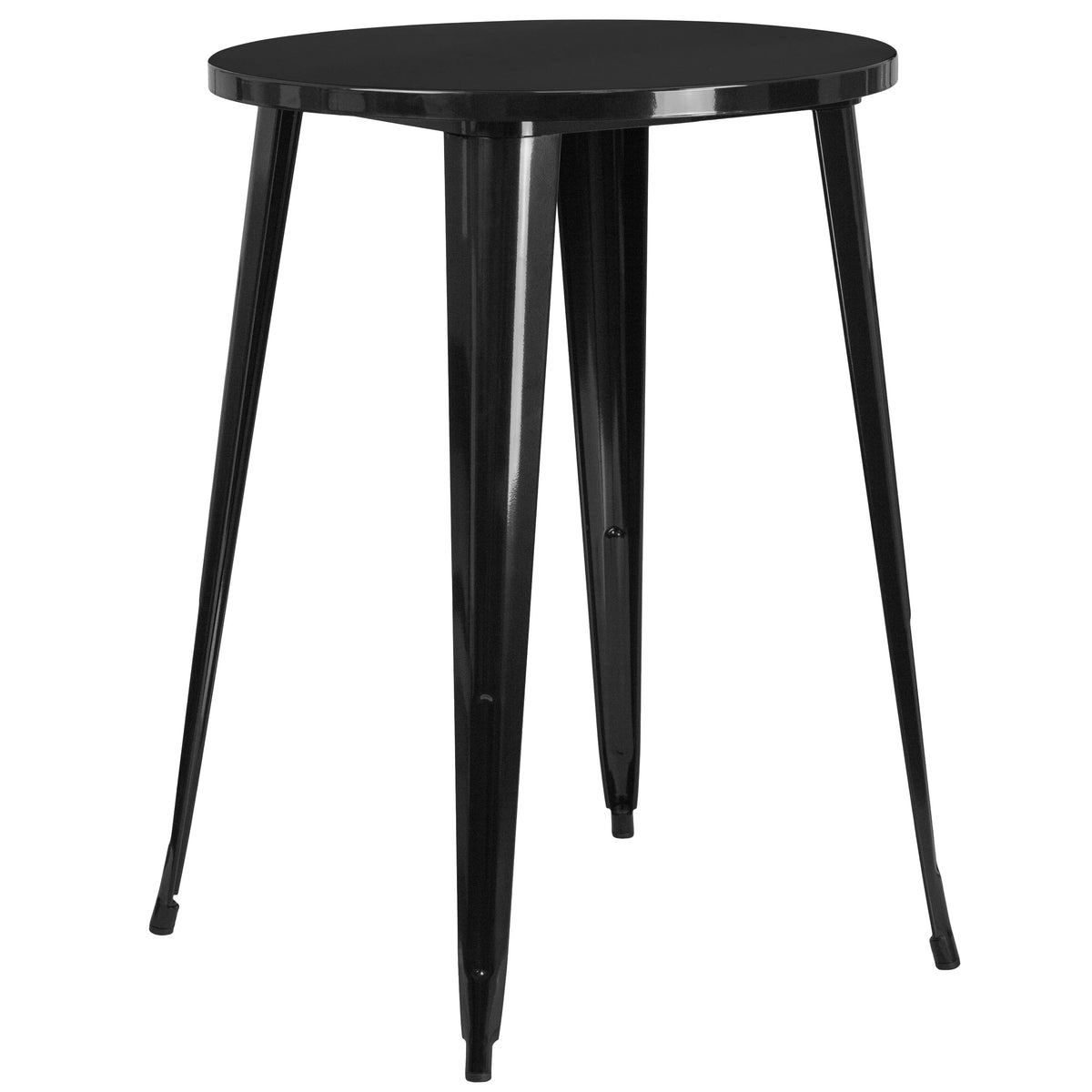 30" Round Black Metal Indoor-Outdoor Bar Table Set with 2 Backless Stools Y23522