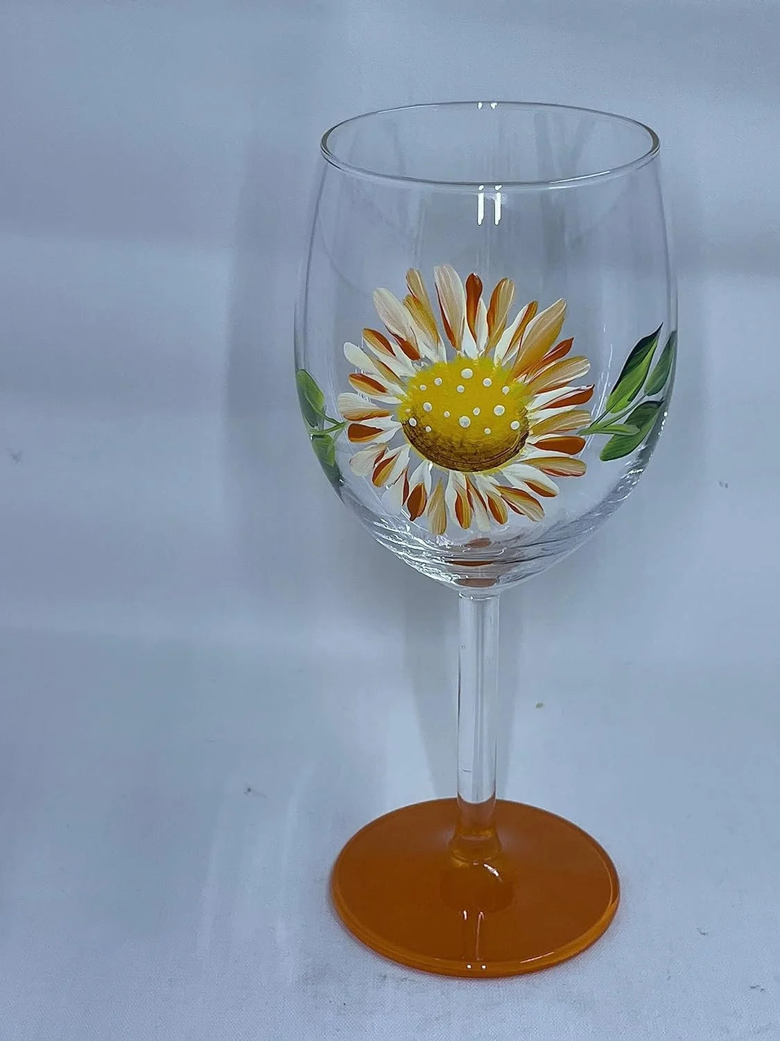 Hand Painted Flower Wine Glasses Stemless 15 Oz Glass Z75082