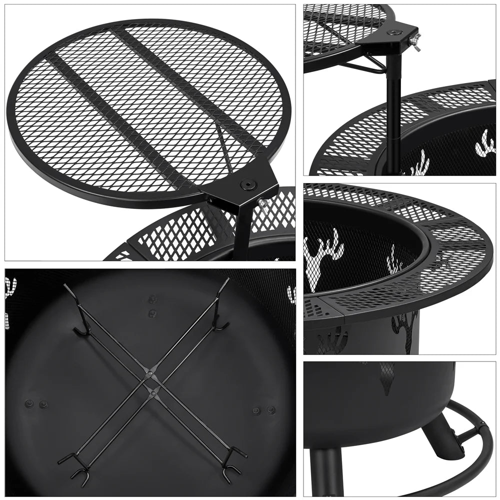Round Wood Burning Fire Pit T566227