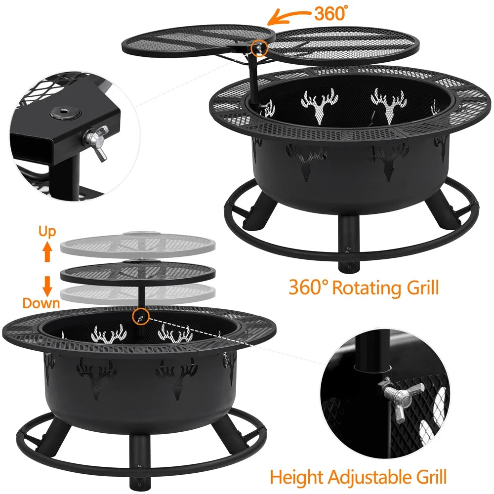 Round Wood Burning Fire Pit T566227