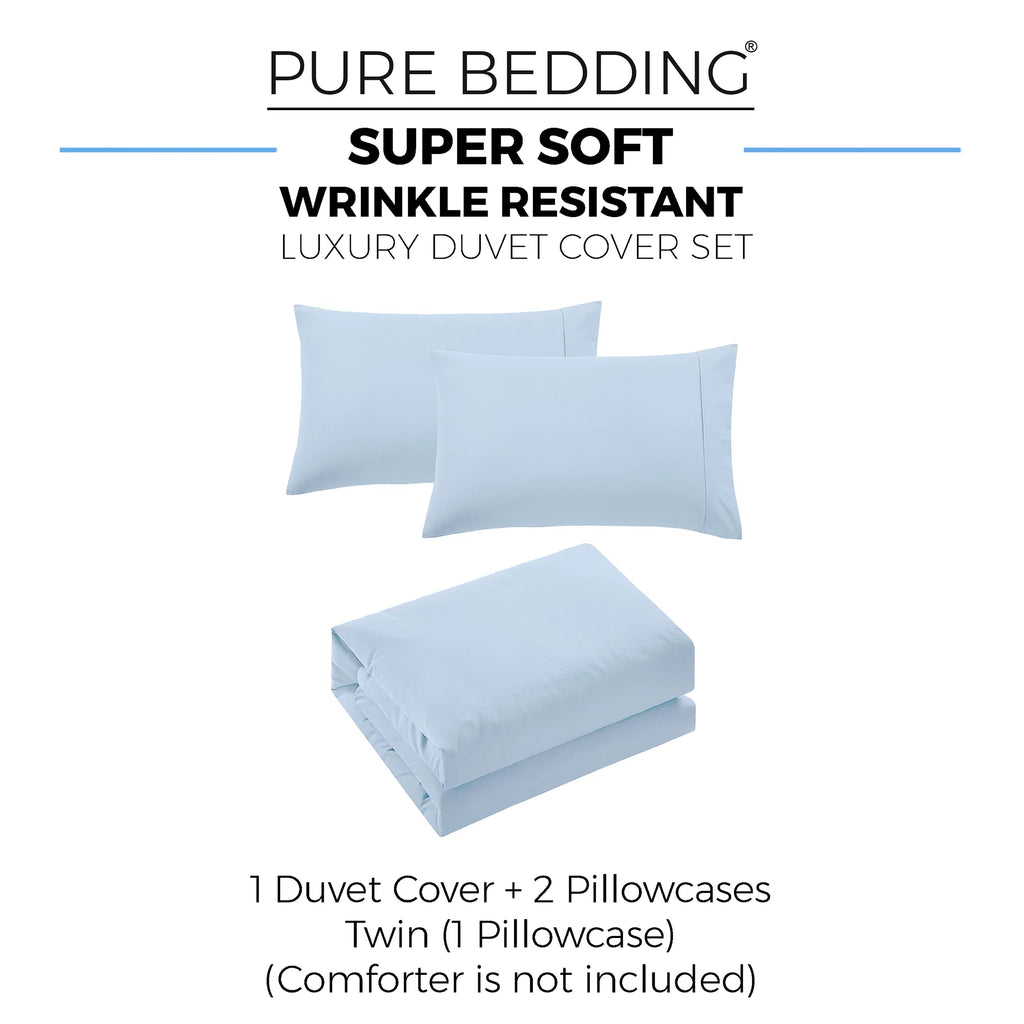Sky Blue Queen 3-Piece Brushed Microfiber Duvet Cover X2950