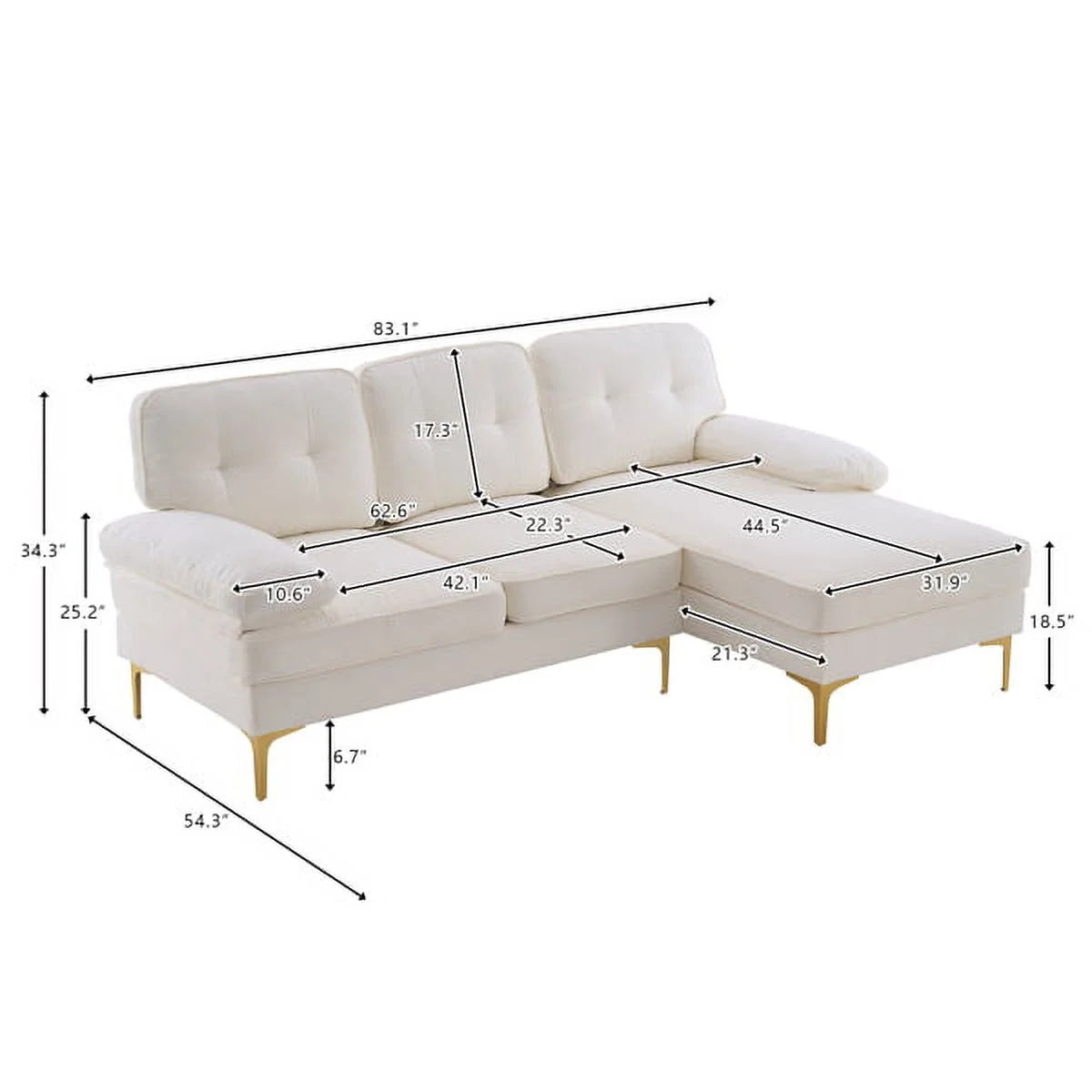 White Convertible Sectional Sofa V89358