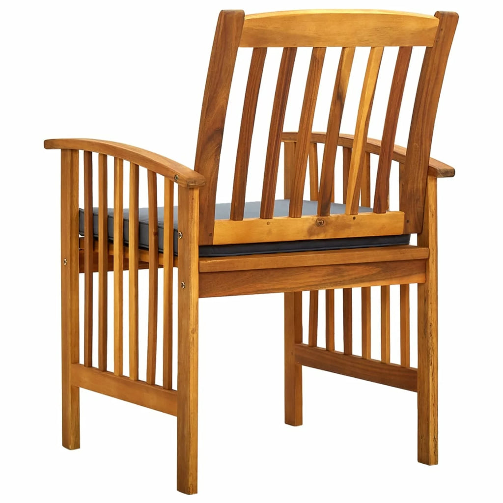 6 Piece Acacia Wood Outdoor Dining Chairs with Dark Gray Cushion P740