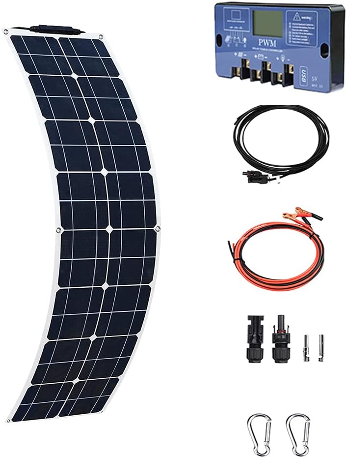 50W Monocrystalline Flexible Solar Panel Kit with 10A Controller H18868