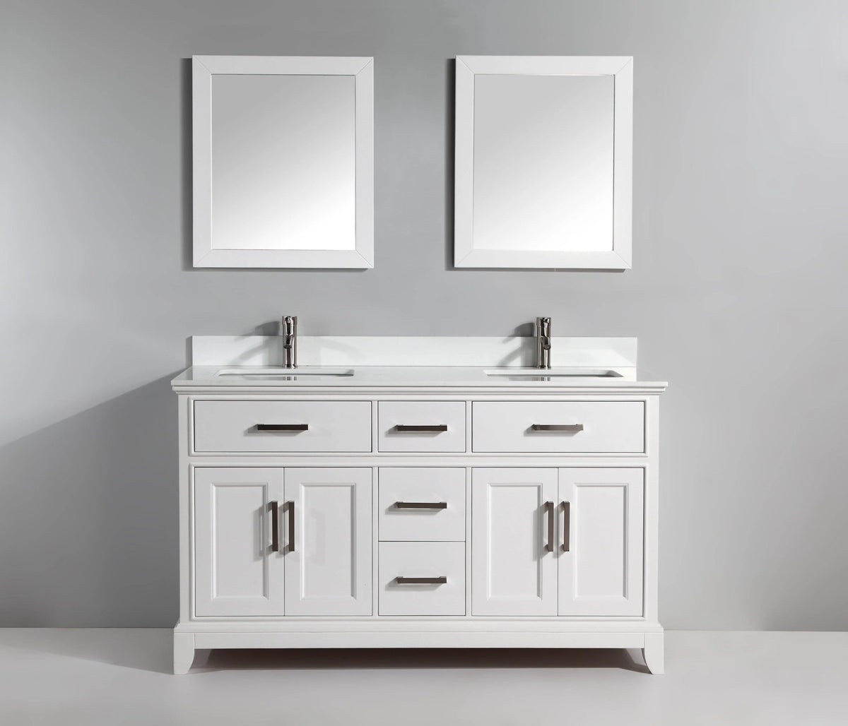 72 in. Double Sink White Vanity & Mirror B472155
