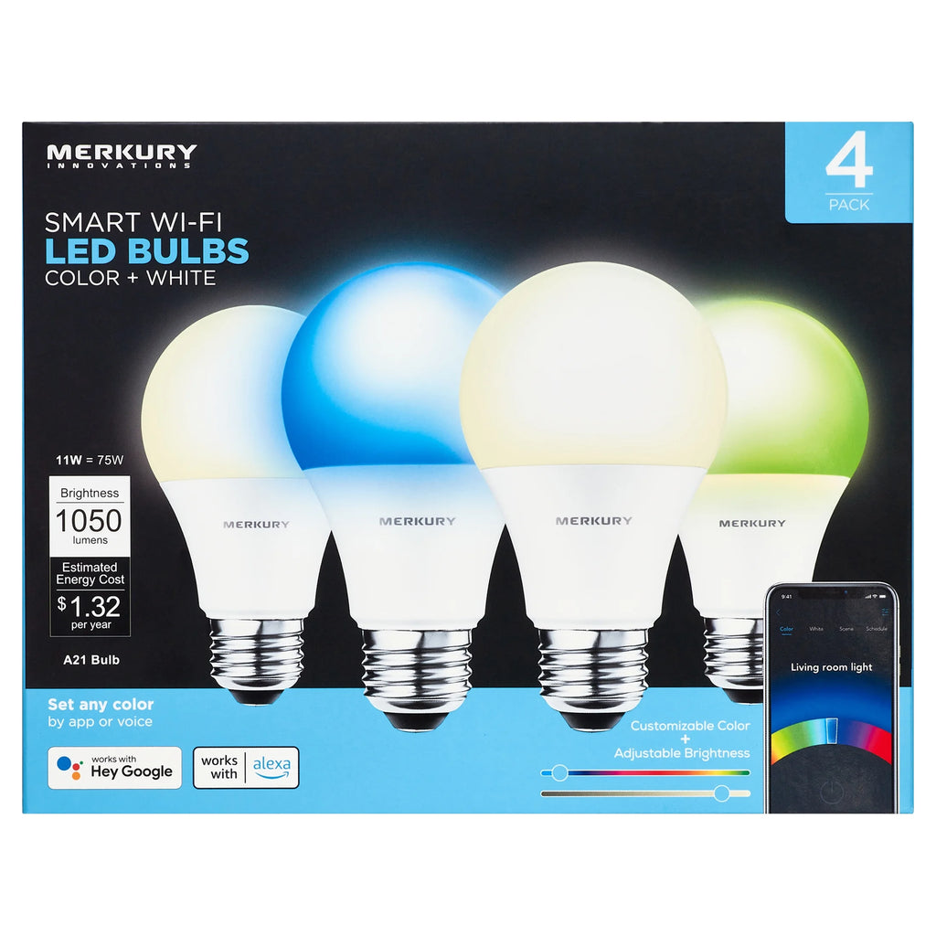 Dimmable 75W Equivalent Wi-Fi Smart Bulb, 4 Pack O677