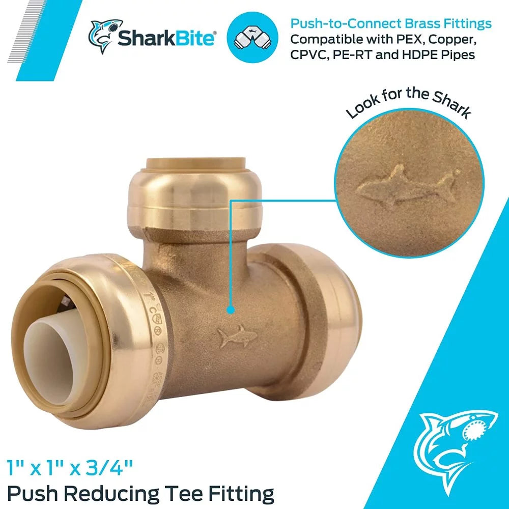 1 in. Push x 1 in. Dia. Brass Reducing Tee Y717