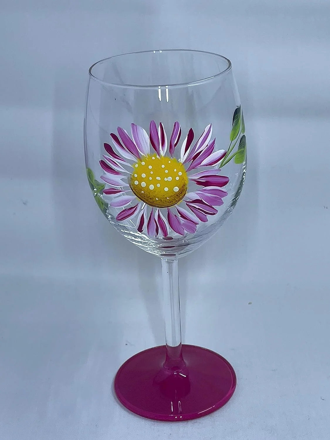 Hand Painted Flower Wine Glasses Stemless 15 Oz Glass Z75082