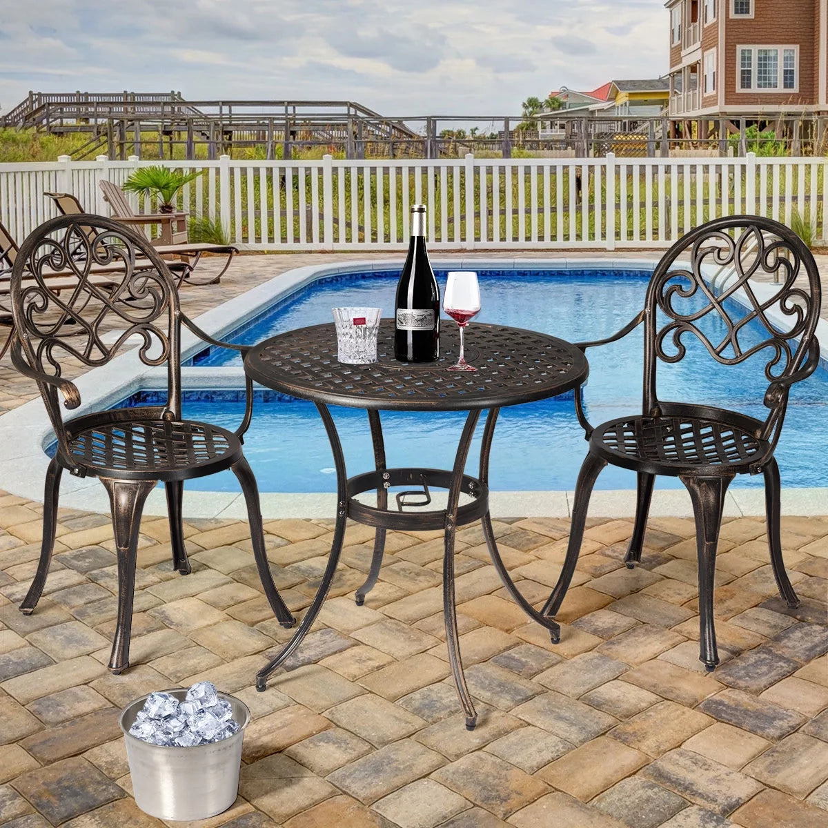 3 Pc Patio Dining Set with Ice Bucket X30509