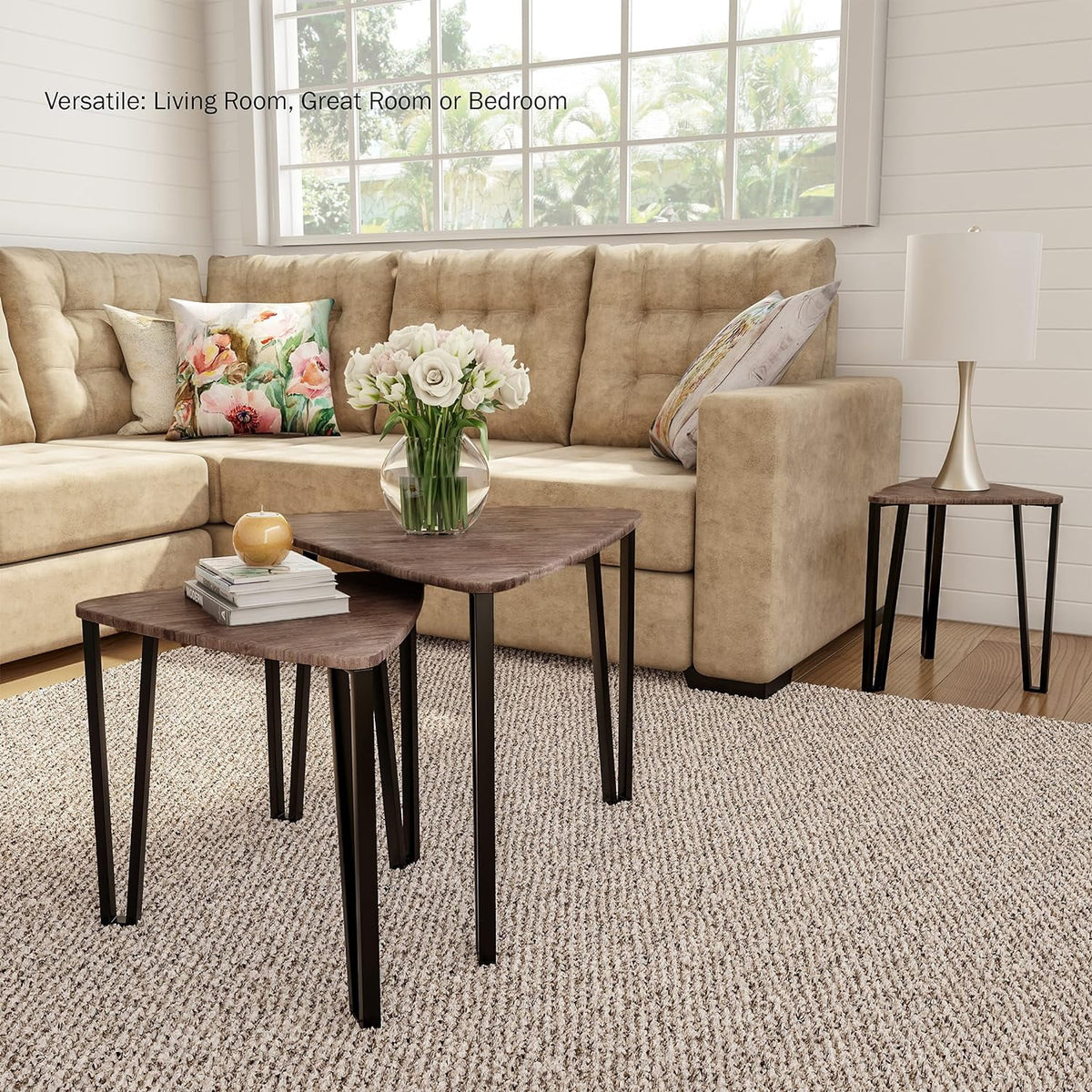 Set Of 3 Woodgrain Nesting Tables X7907