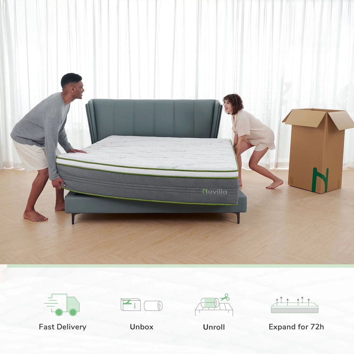 Queen Size Memory Foam Pocket Spring Hybrid Mattress H27273