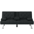 Black Convertible Upholstered Sofa Bed with Cupholders A57979