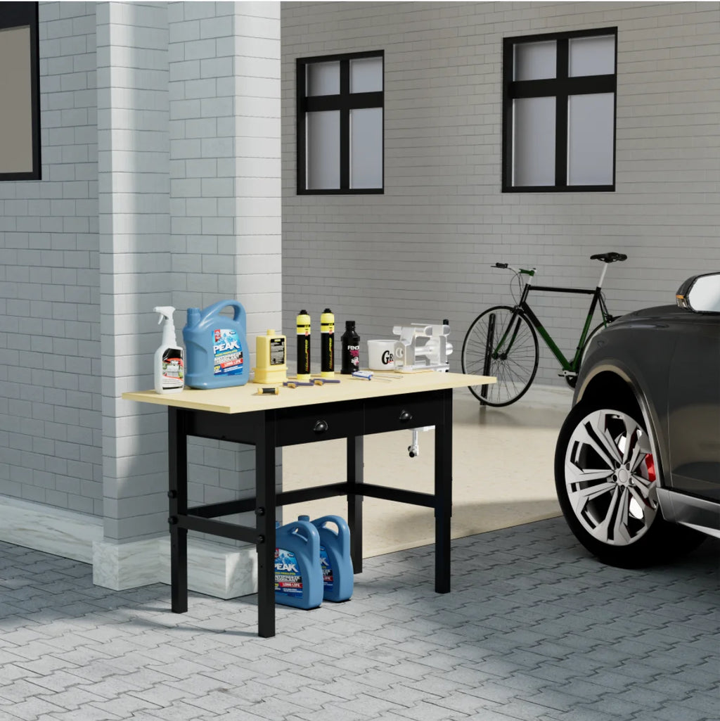 55'' Adjustable Work Bench with Power Outlets and Drawers U7518