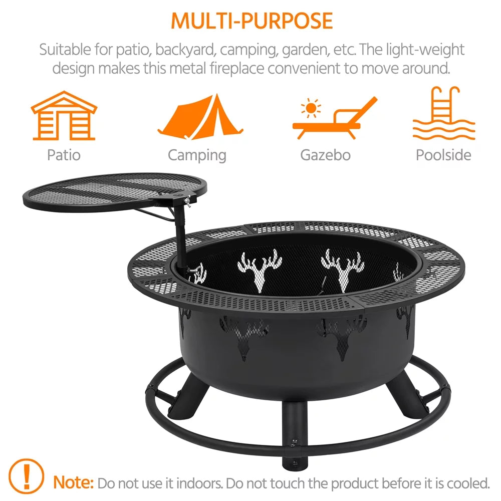 Round Wood Burning Fire Pit T566227