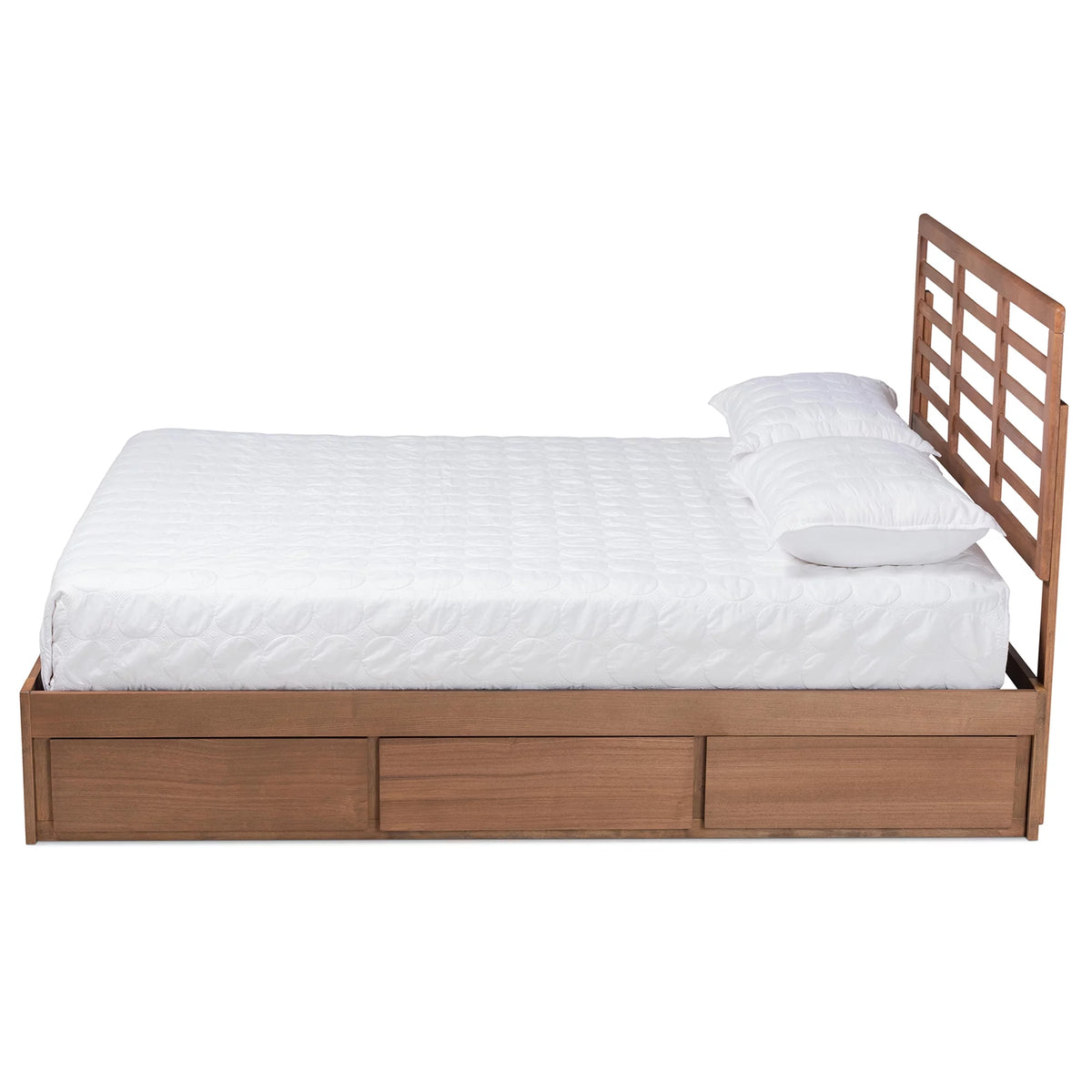 Ash Walnut Brown Wood Full Size 3-Drawer Platform Storage Bed T914597
