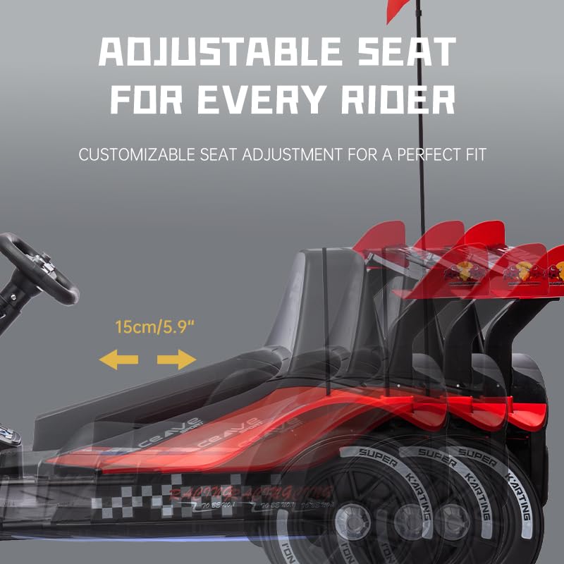 24V Rechargeable Ride-On Toy with LED Lights and Adjustable Seat C665