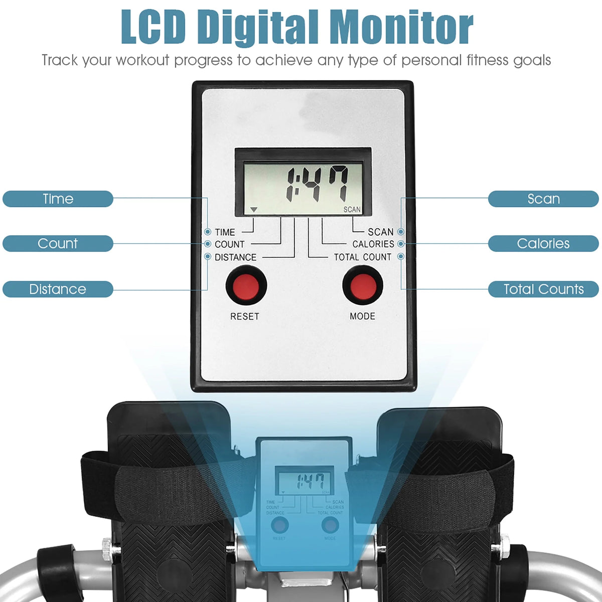 Rower with LCD Monitor and Adjustable Hydraulic Resistance C576