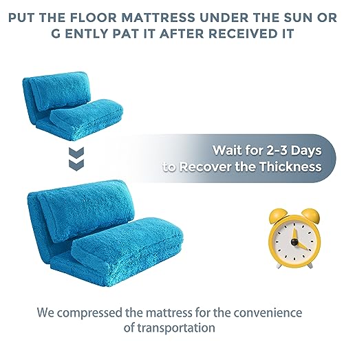 Faux Fur Folding Foam Floor Sofa Bed, Coffee, 30x95 Inch Q118