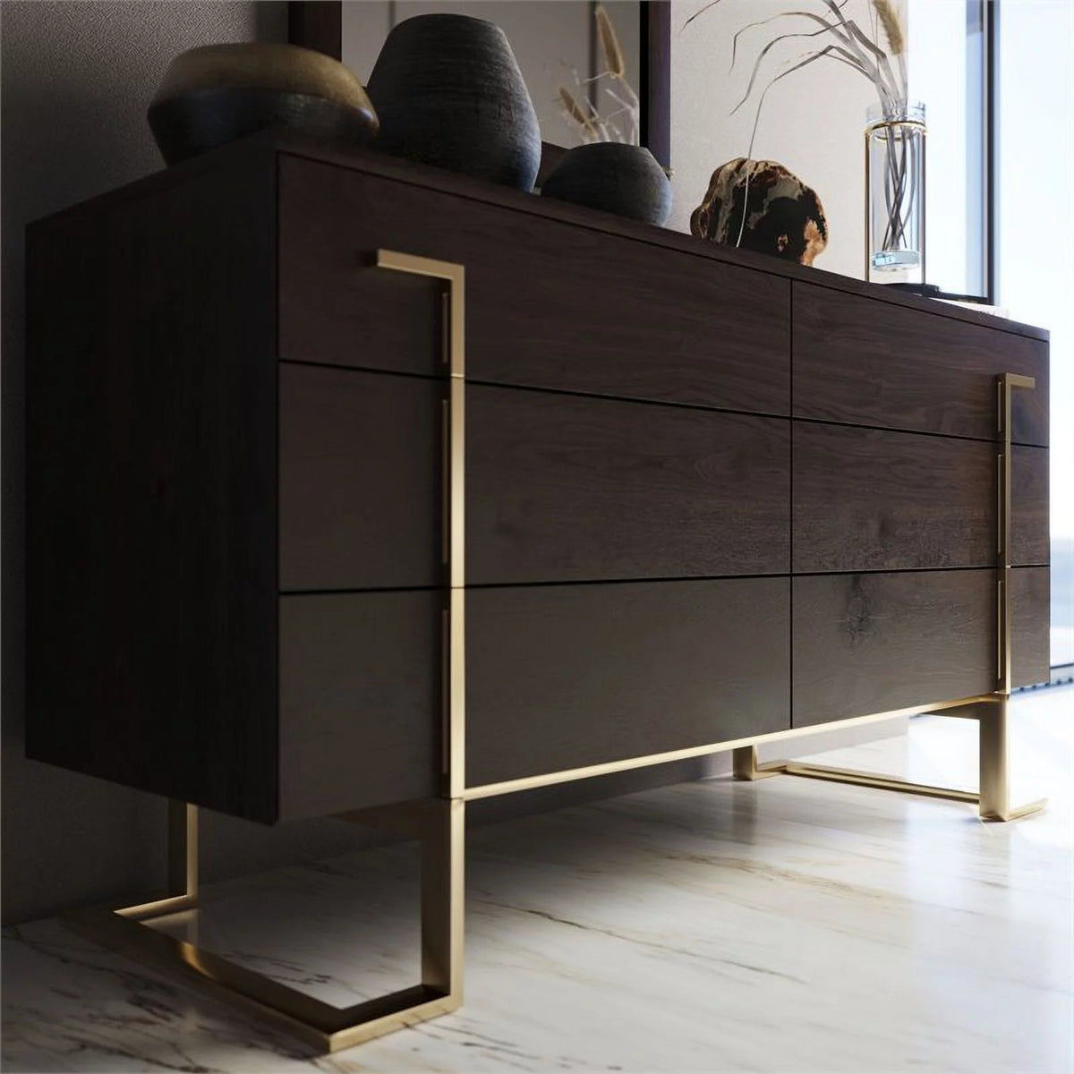 6 Drawer Wood Veneer Dresser P31963