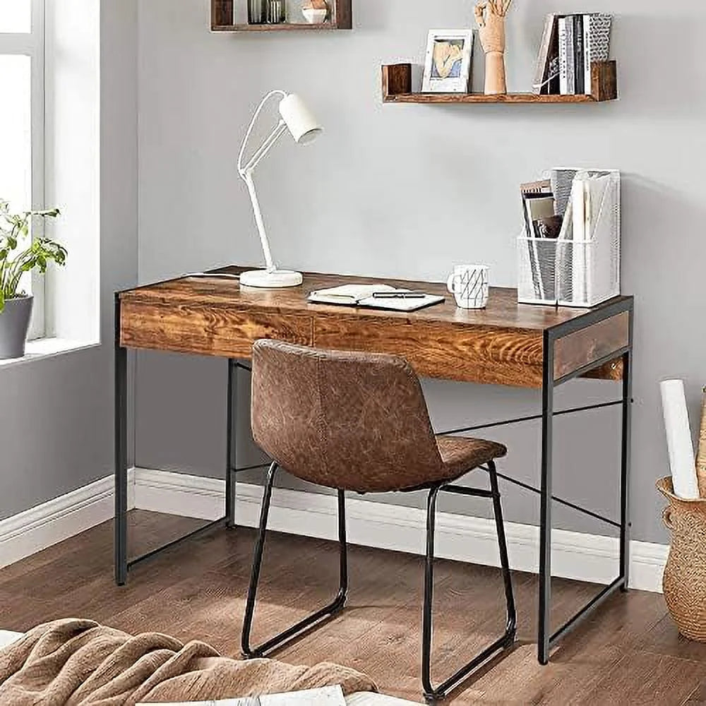 44 inch Computer Desk with 2 Drawers Steel Frame C6530
