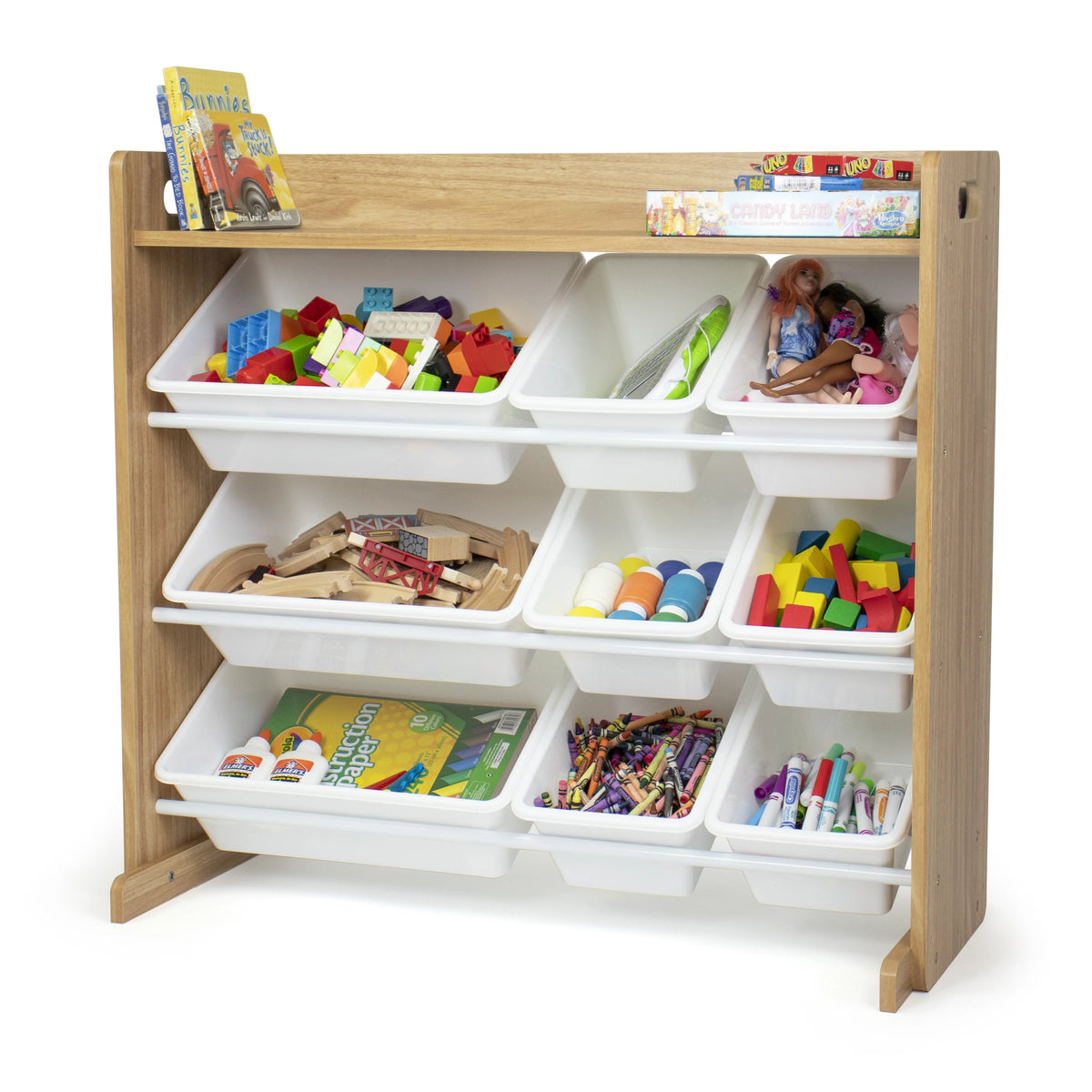 Toy Storage Organizer with Shelf and 9 Storage Bins F387