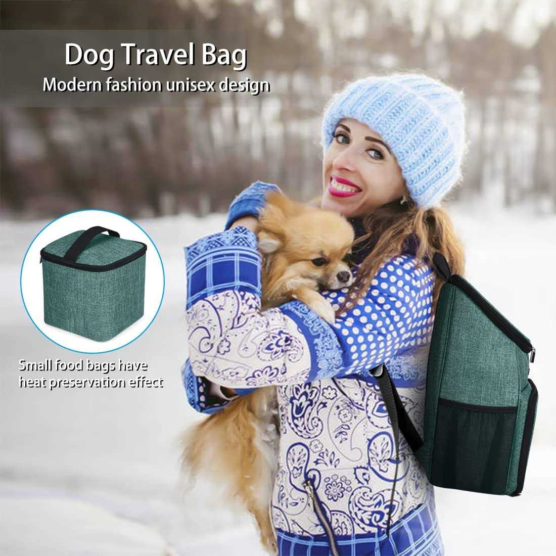 Airline Approved Dog Travel Backpack with 2 Collapsible Bowls and 2 Food Baskets A574