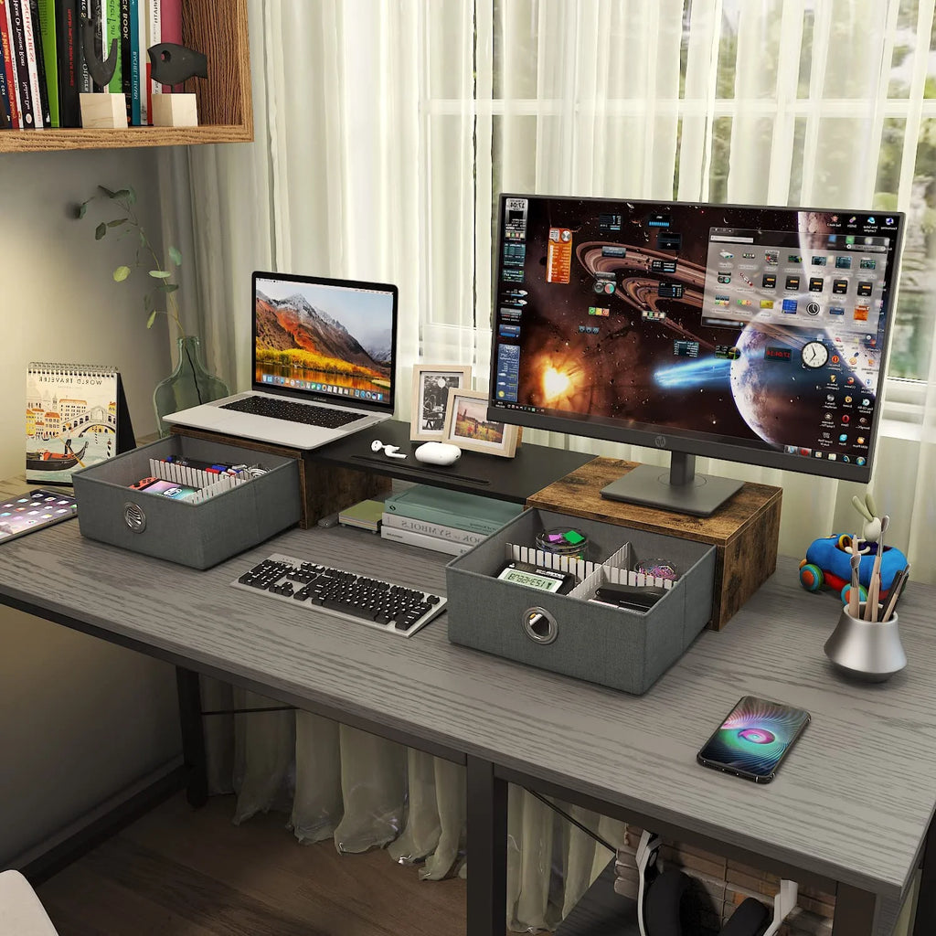 Monitor Stand Riser with Two Drawers V420