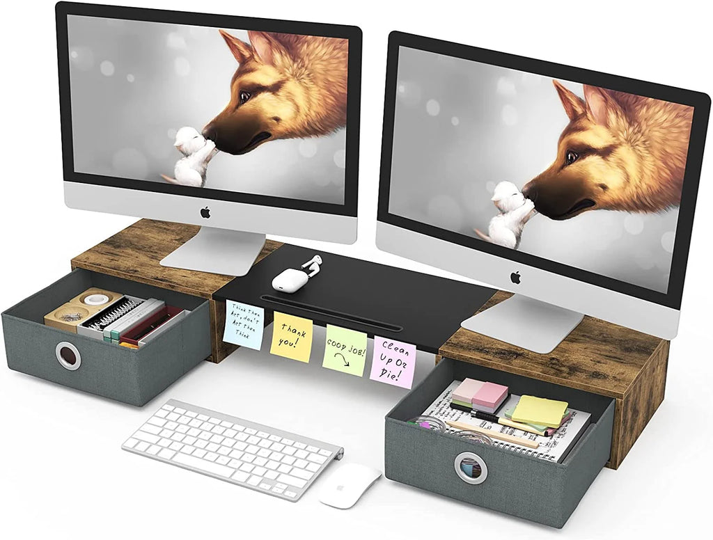 Monitor Stand Riser with Two Drawers V420