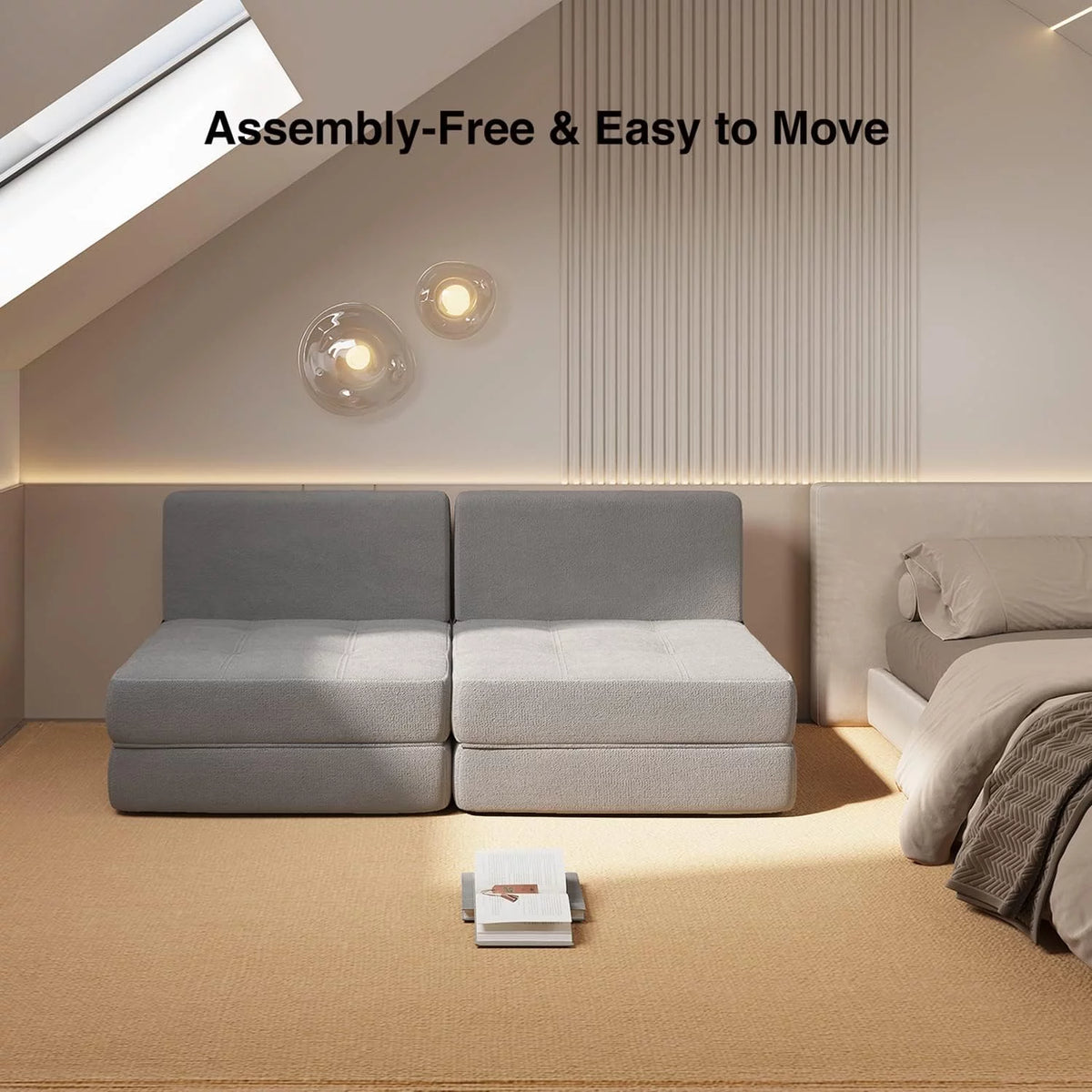 Dark Gray Convertible Sleeper Sofa Bed Z520