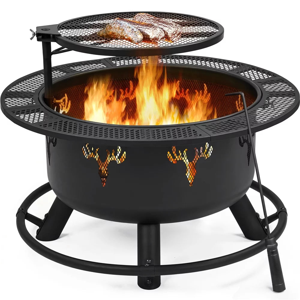 Round Wood Burning Fire Pit T566227
