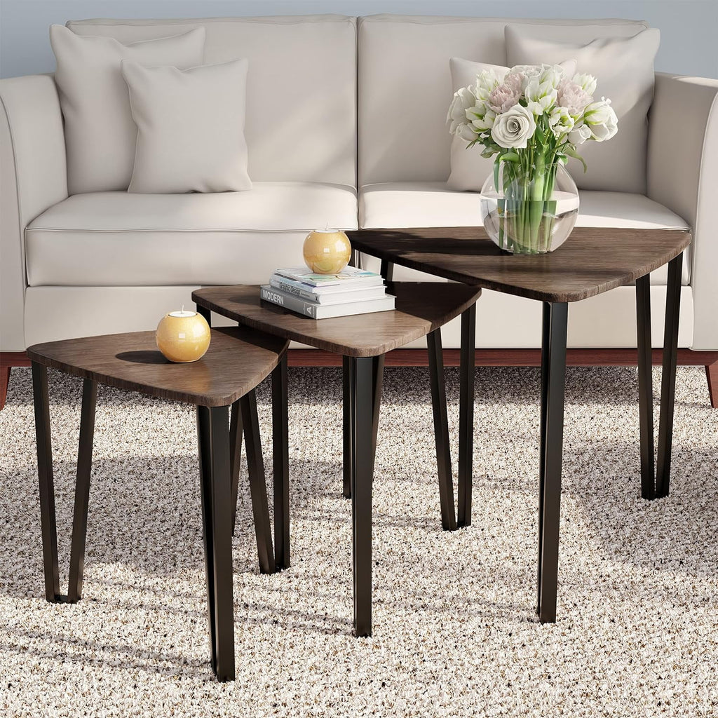 Set Of 3 Woodgrain Nesting Tables X7907