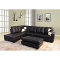 Black Faux Leather 3 Piece Left Facing Sectional Sofa Set J335