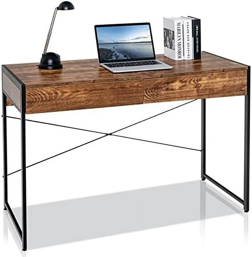 44 inch Computer Desk with 2 Drawers Steel Frame C6530