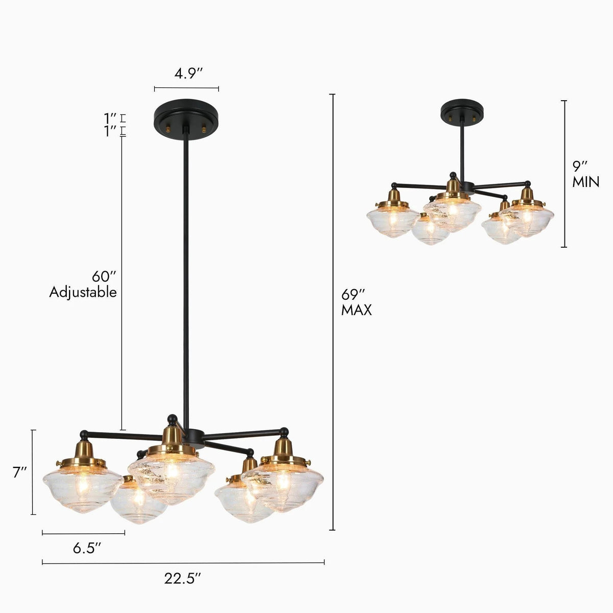 Black Gold 5-Light Wheel Chandelier W990688