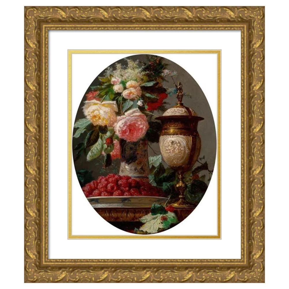 Gold Ornate Wood Frame Double Matted Art Print J557