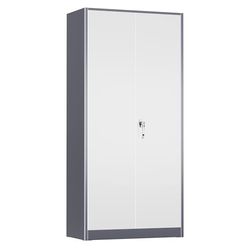 72" Black Lockable Metal Storage Cabinet with 4 Adjustable Shelves I2597
