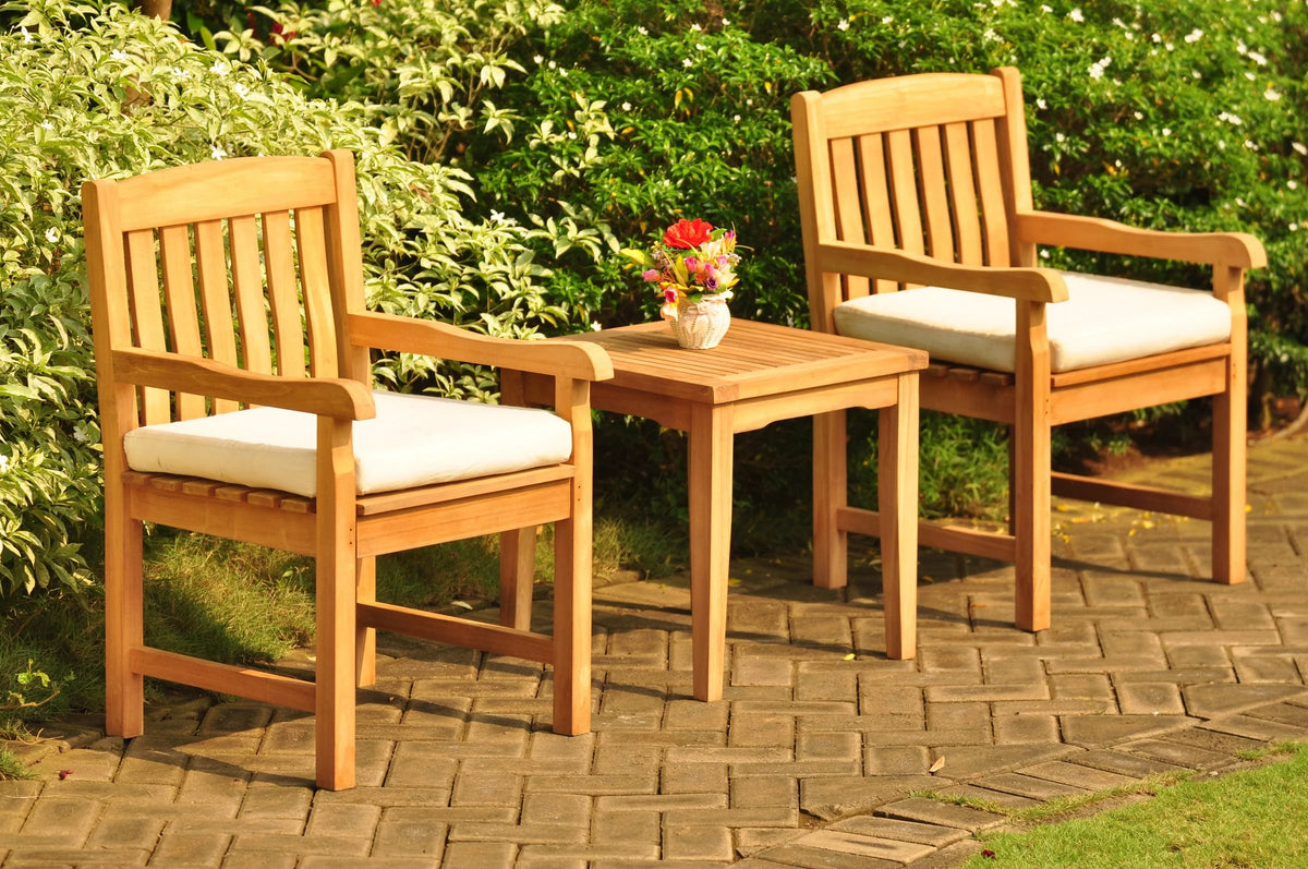 3 Pc Teak Dining Set with 2 Armchairs and Side Table K6259