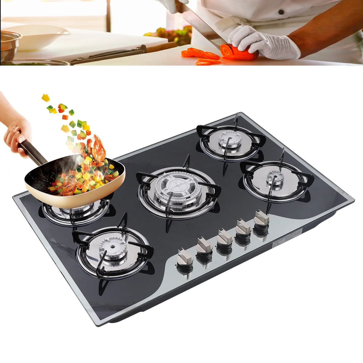 5 Burners Tempered Glass Gas Cooktop D113356