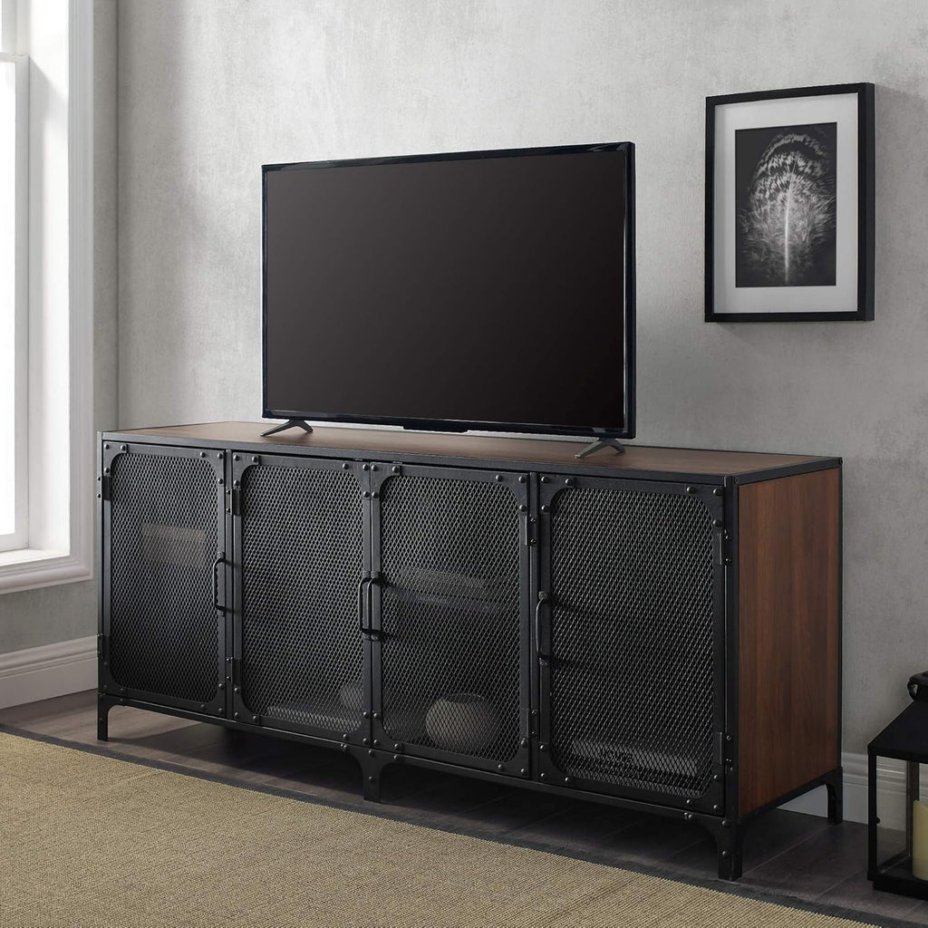 Grey Metal Mesh Double Door Rolling Bar Cabinet T76883