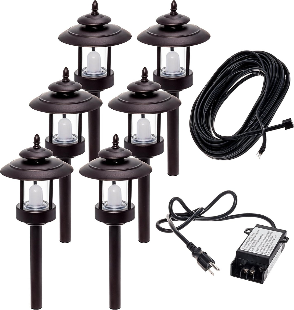 6 Pack 100 Lumen Low Voltage LED Pathway Light Landscape Kit D95679