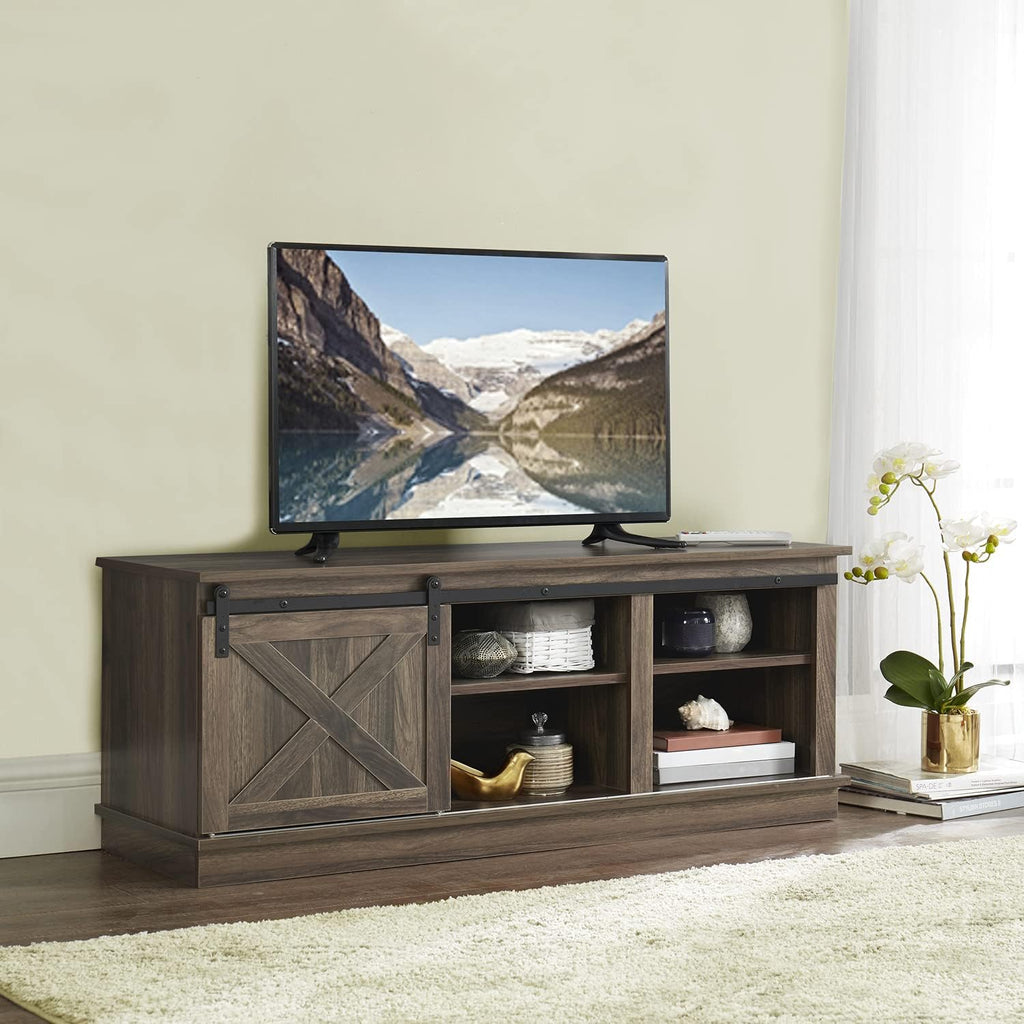Sliding Barn Door TV Stand with Storage Cabinet P585370