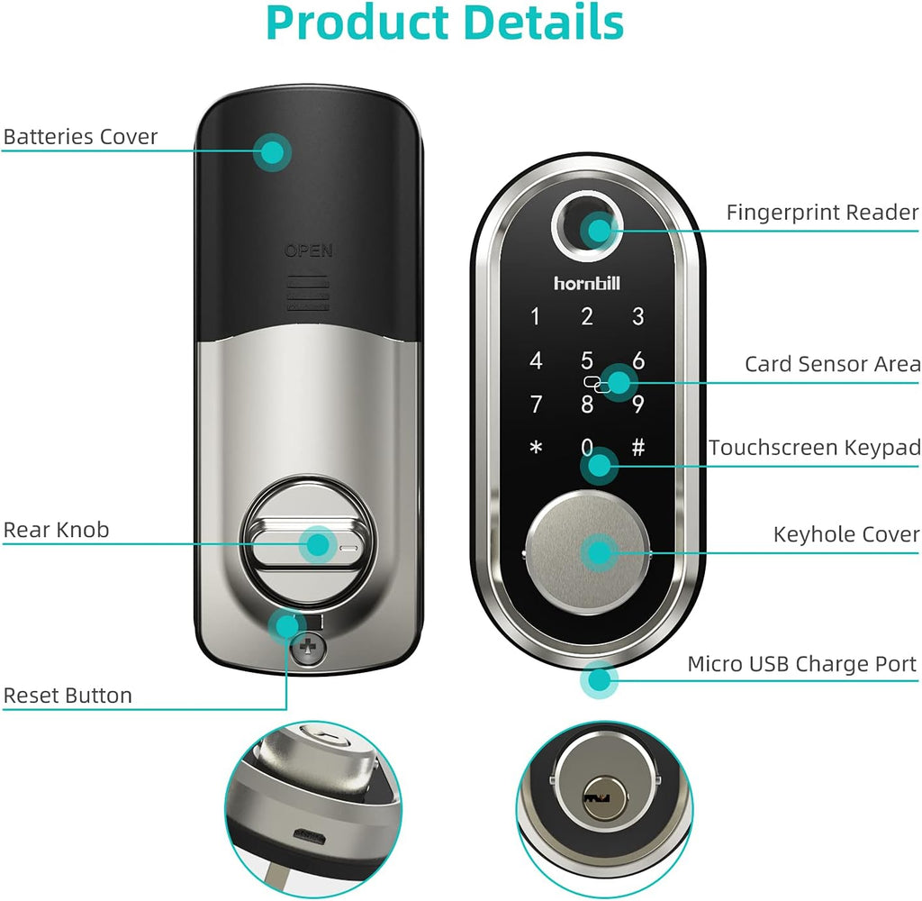 Fingerprint Deadbolt Smart Lock with Touchscreen Keypad T9258