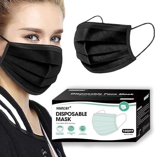 100PCS 3 Ply Black Disposable Face Mask S683