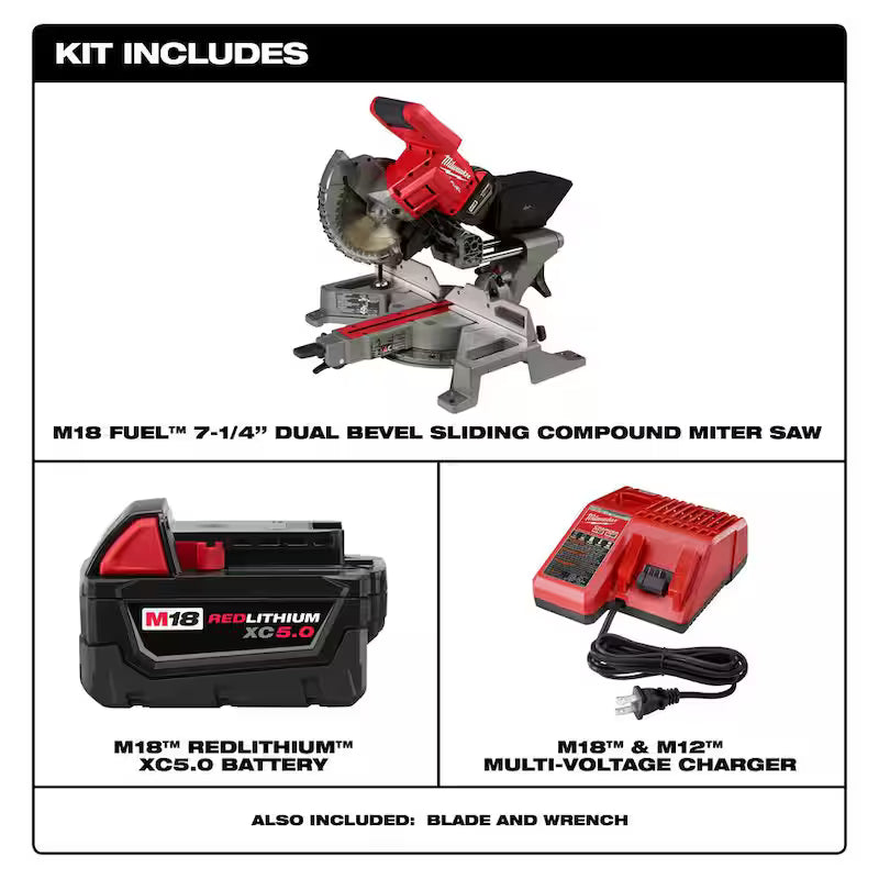 18V Lithium-Ion Brushless Cordless 7-1/4 in. Dual Bevel Sliding Compound Miter Saw Kit E6982