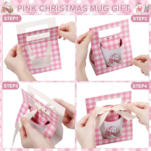 6 Sets Pink Ceramic Christmas Mugs 12 oz F781854