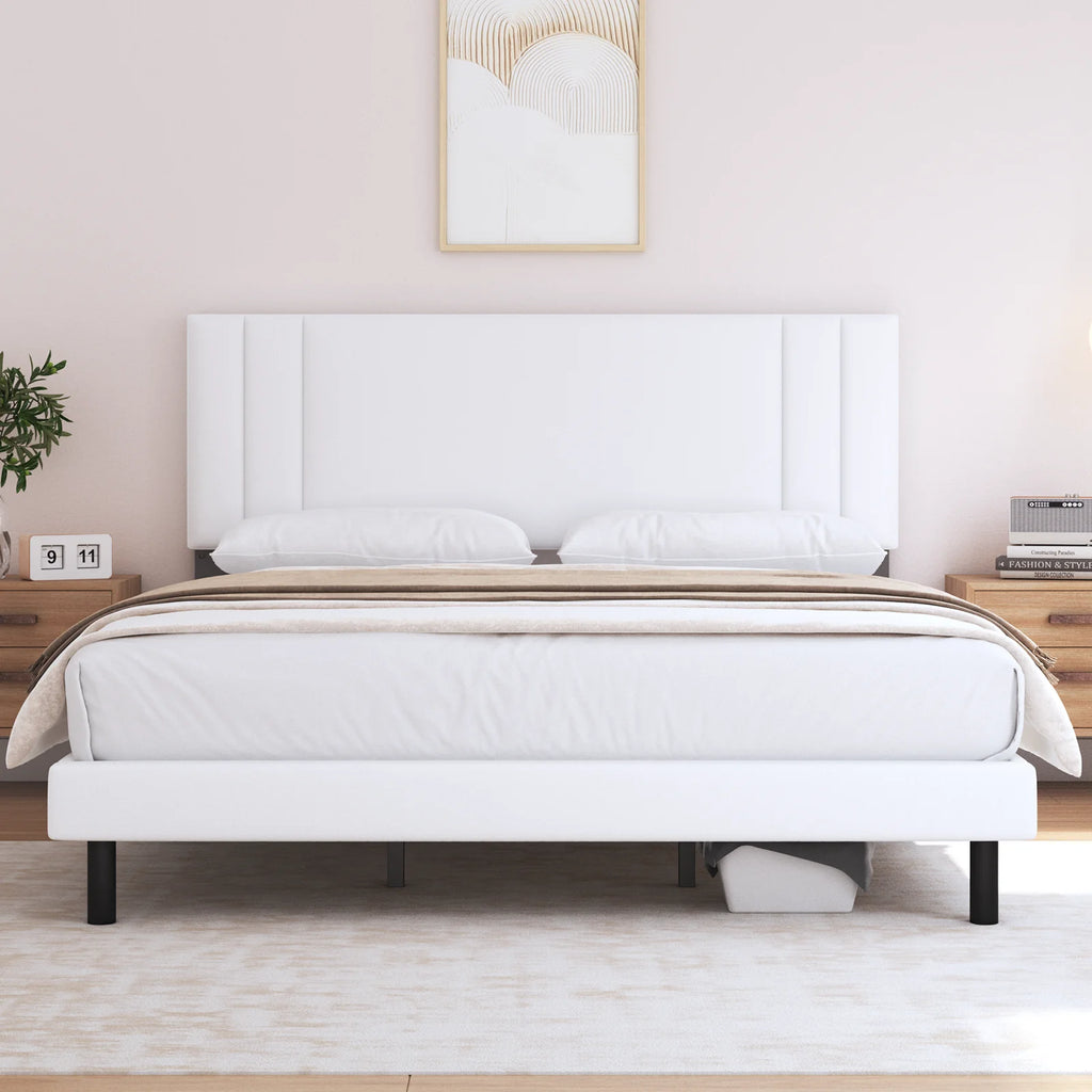 King Size Fabric Upholstered Platform Bed Frame D991